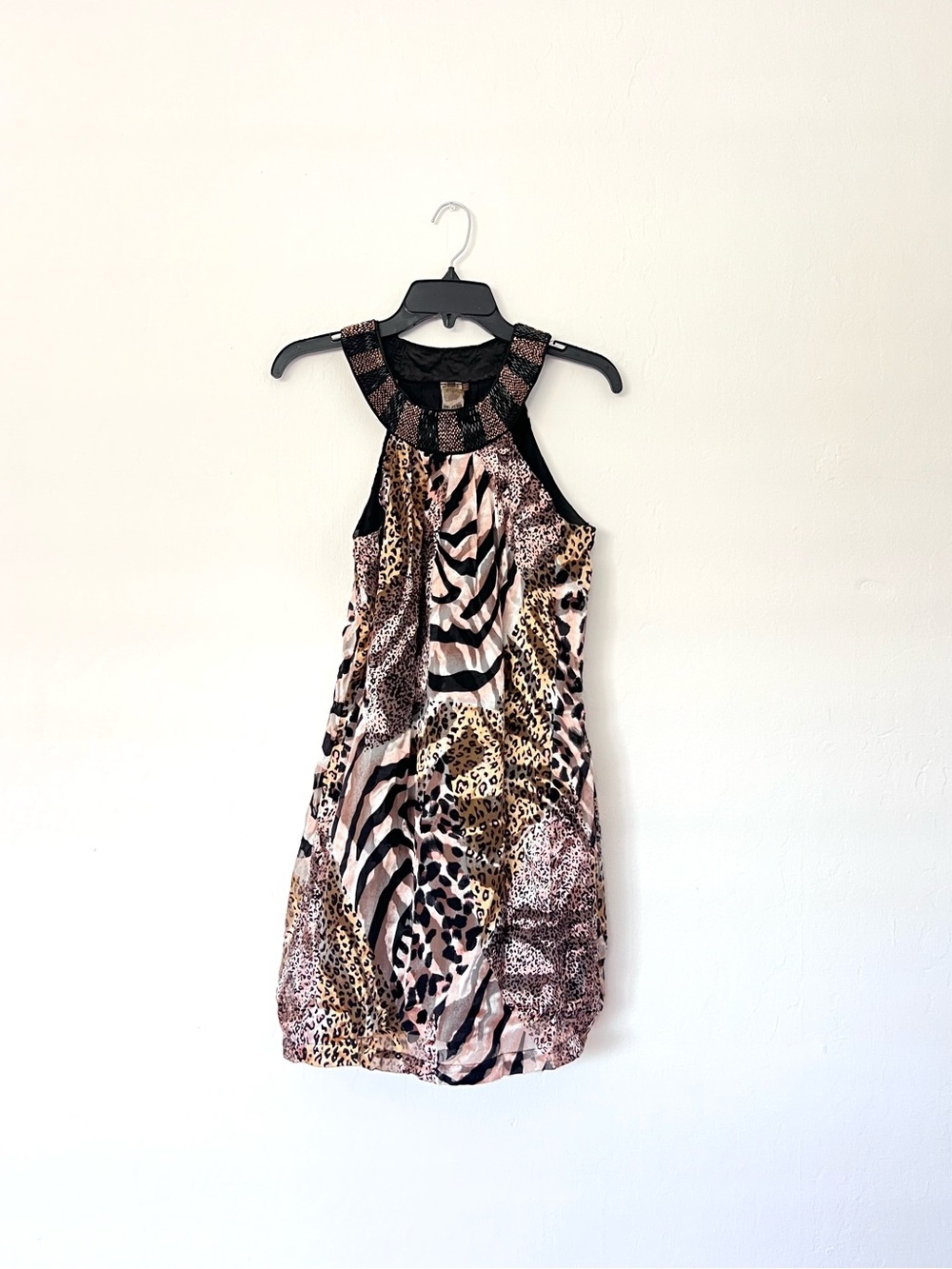 Twelve Layers Silk Blend Sequins and Animal Print Dress